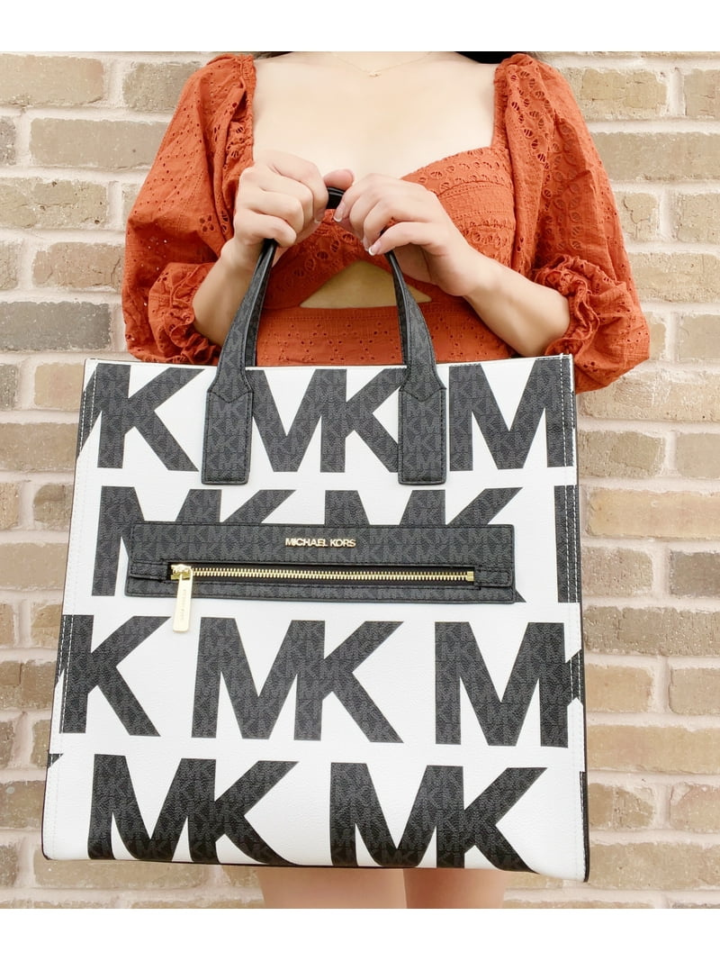 Michael Kors Kenly Large Tote Crossbody Optic White Graphic