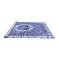 thumbnail image 2 of Ahgly Company Machine Washable Indoor Square Abstract Blue Modern Area Rugs, 5' Square, 2 of 4