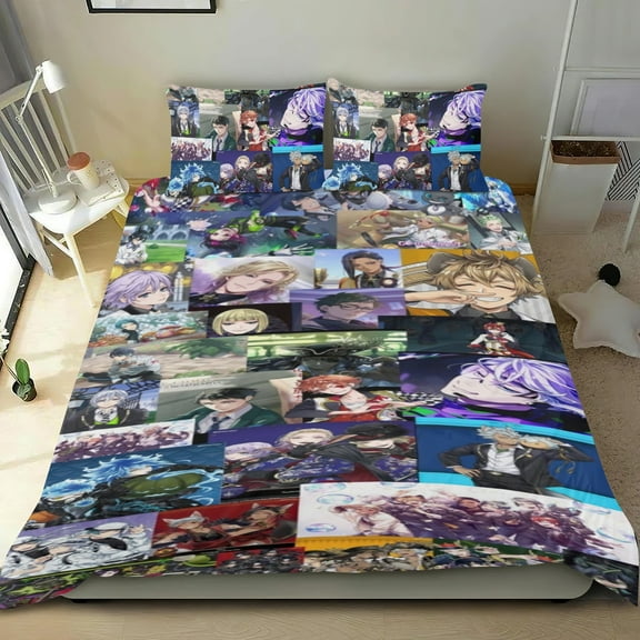 Twisted Wonderland Themed Bed Sheet Set Three Piece Set 53x79 Inches Comfortable And Skin Friendly Unique Design Creating A Star Studded Night Home Decor Gifts For Family Friends fans