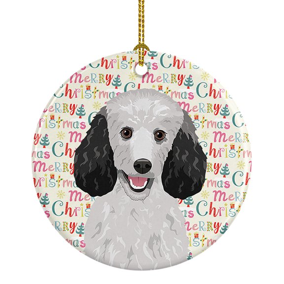 Poodle Standard Silver Christmas Ceramic Ornament 2.8 in x 2.8 in