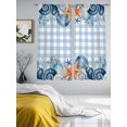 thumbnail image 4 of Summer Ocean Seashell Sheer Curtains 63 Inch Long 2 Panels, Nautical Sea Watercolor Blue Starfish Coral Plaid Light Filtering Rod Pocket Curtains, Sheer Voile Drapes for Living Room Bedroom, 52"x63", 4 of 8