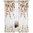 thumbnail image 2 of Sheer Curtains 84 Inches Long, Orange Brown Eucalyptus Light Filtering Window Curtains for Living Room, Watercolor Spring Weeping Botanical Rod Pocket Voile Sheer Curtain Drapes, 52"Wx84"L, 2 Panels, 2 of 8
