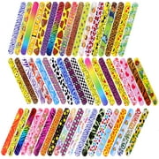 FiGoal Assorted Slap Bracelets in More Than 60 Designs Slap Bands Valentine's Day Gift Party Favors with Colorful Hearts Cute Animals Ladybugs Classroom Prizes Exchanging Gifts (120 PCS)