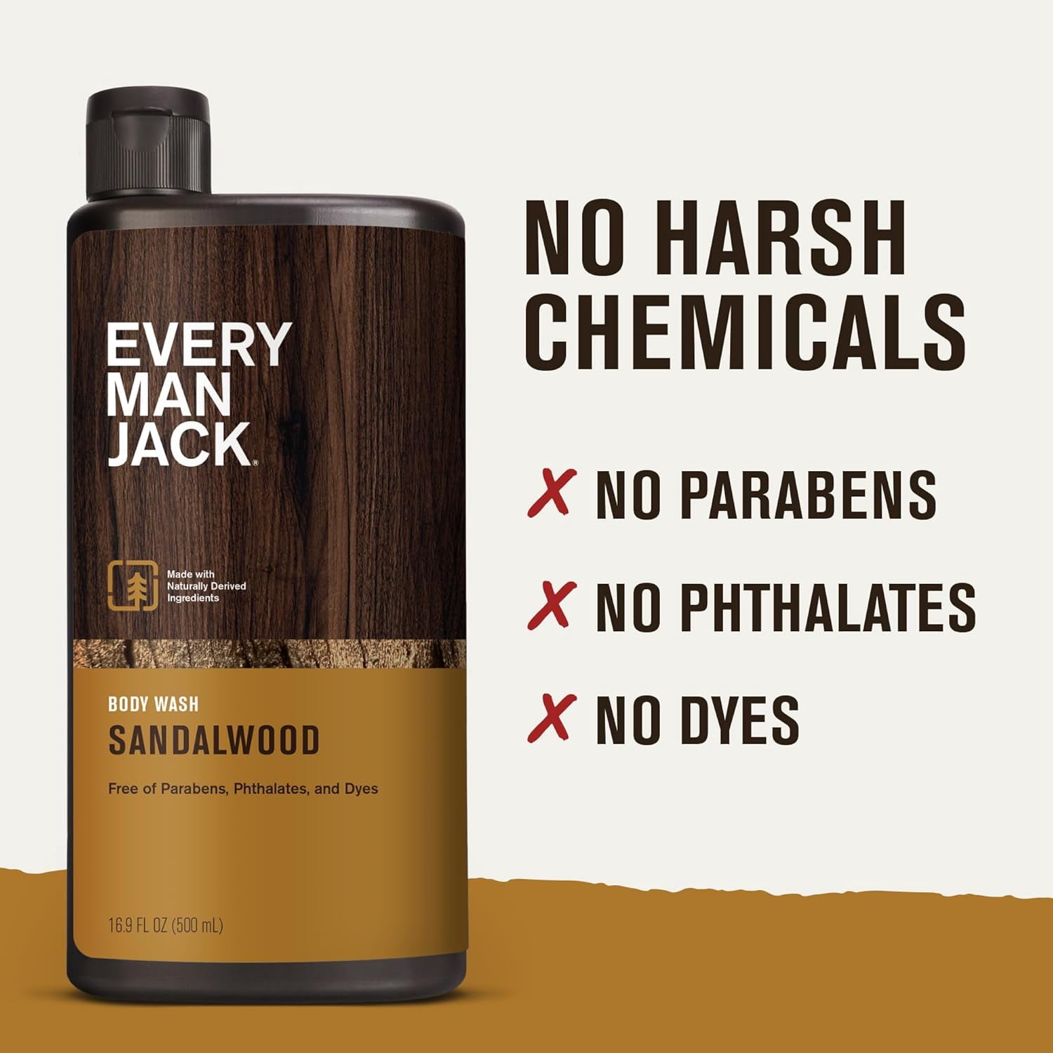 Every Man Jack Body Wash and Shower Gel, Sandalwood, 16.9 Oz