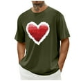 thumbnail image 1 of Tops para hombre, blusas y camisas de cuello redondo y manga corta para hombre. Camiseta/camisa informal de cuello redondo y manga corta con estampado de corazones para hombre. Tops de poliéster para, 1 of 3