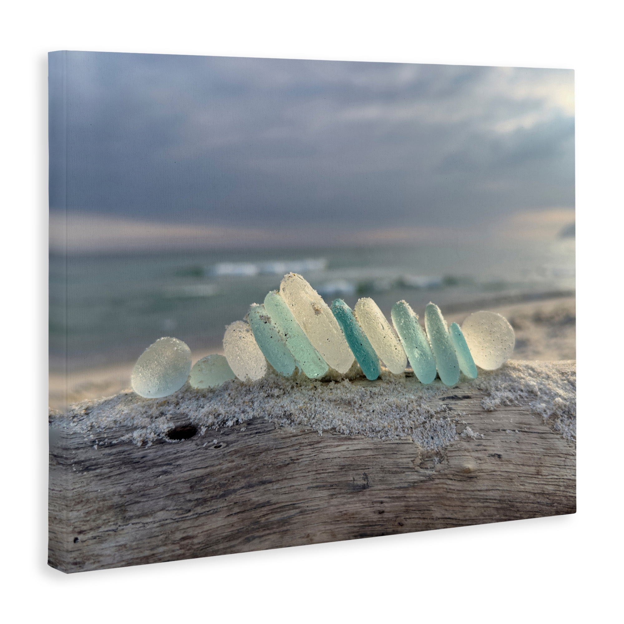 Stupell Industries Sea Glass On Driftwood Canvas Wall Art, design by LMarie Allen