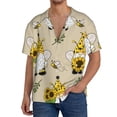 thumbnail image 3 of Xecao offers the Gnomes Bees And Sunflowers for Men's Casual Short-sleeved Shirt, a button-up collared shirt with a pocket, perfect for beach vacations and yacht travel in the 3X-Large size., 3 of 7