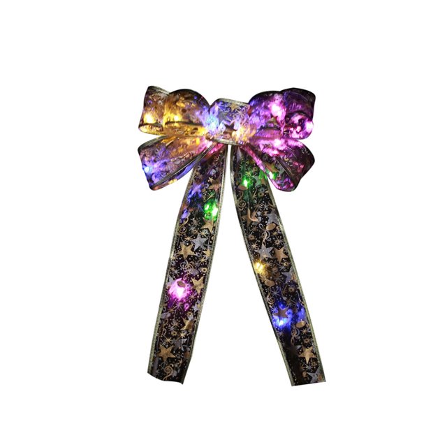 Agiferg LED Christmas Tree Ornaments Ribbon Bows For Home Christmas Tree Wreaths Decor