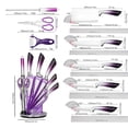 thumbnail image 2 of MDHAND 9-Piece Purple Gradient Handle Knife Set, 5 Stainless Steel Knives with Block, Sharpening Rod, Scissors and Peeler, for Home Kitchen, 2 of 8