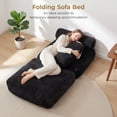 thumbnail image 2 of Neche Single Corduroy Convertible Sleeper Sofa - Folding, Pillow Included, Back Support, Portable for Living Room & Bedroom, Black, 2 of 10
