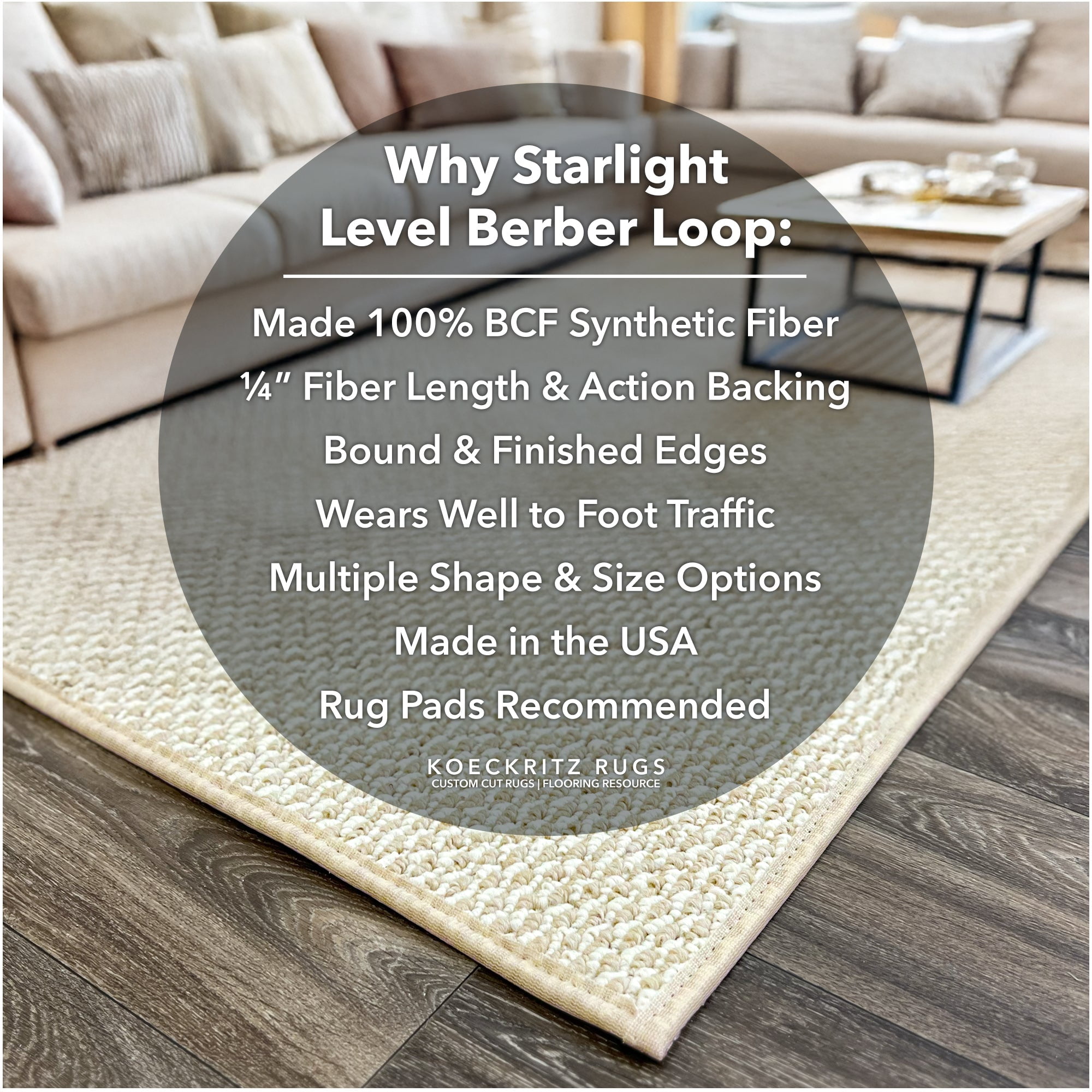 Koeckritz Rugs Starlight Collection 100% BCF Olefin Area Rug, Indoor, Day Glow, 4'x4'