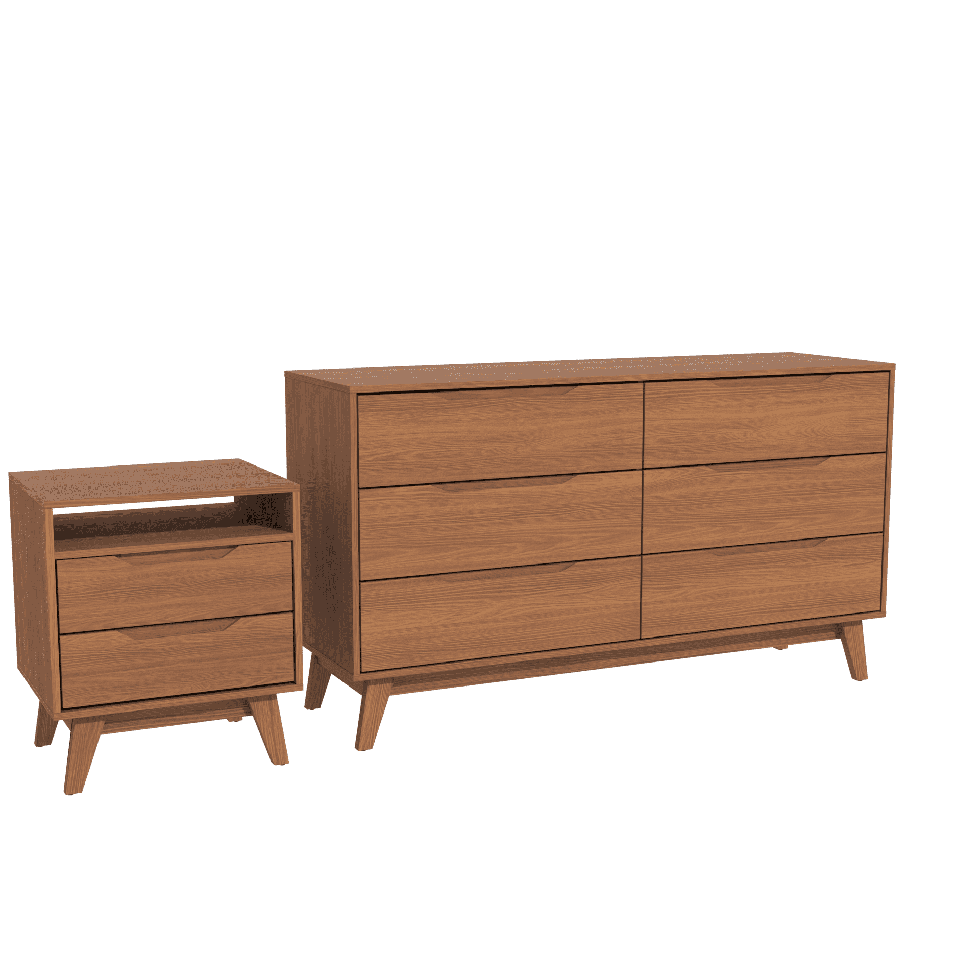 Kappesberg Bedroom Furniture Set with 6-Drawer Dresser and 2-Drawer Nightstand Golden Oak – Modern Storage Combo