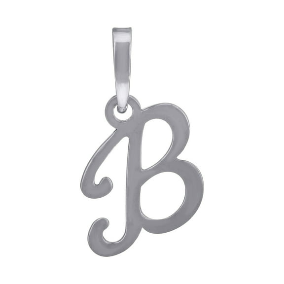 925 Sterling Silver Unisex Cursive Letter Name Personalized Monogram Initial Alphabet B Charm Pendant Necklace 20x10.7mm