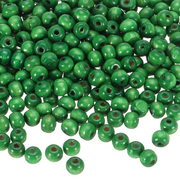 Uxcell 500 Pcs Cuentas de Madera Natural para Manualidades Joyería, Verde (8 x 7mm, Agujero de 3mm)
