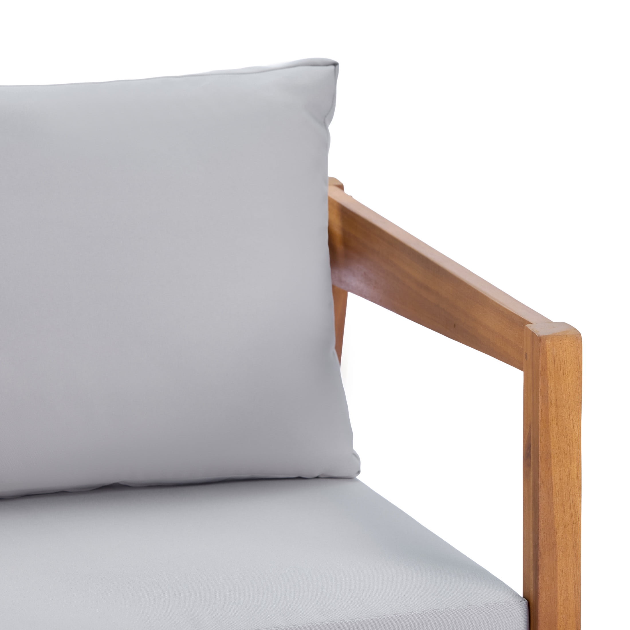 Christopher Knight Home 25"H Acacia Wood Outdoor Patio Lounge Chair, Teak Finish+Light Gray Cushion