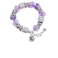thumbnail image 2 of Delight Jewelry Silvertone Capital Letter - K - Pebble Disc - Purple Butterfly Bead Charm Bracelet, 7"+1" Extender, 2 of 5