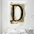 thumbnail image 1 of Letter D Tapestry, Evil Blazing Uppercase D in Big Fonts Heat Typography Vintage Horror Design, Wall Hanging for Bedroom Living Room Dorm Decor, 60W X 80L Inches, Tan Black Yellow, by Ambesonne, 1 of 2