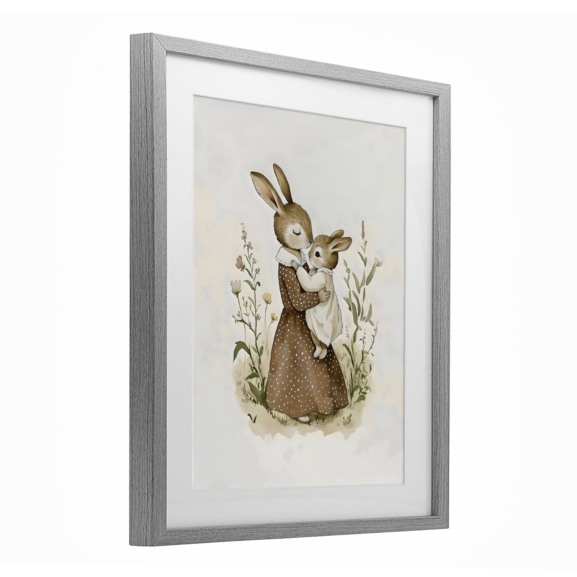 Stupell Industries A Mother's Love Rabbits Gray Framed Print Under Glass, design by Arlington Prints