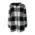 thumbnail image 4 of HANXIULIN Women's Plus Size Plaid Lined Hooded Jacket Button Up Oversized Fuzzy Coat Checkered Flannel Hoodie Jacket Black 4XL, 4 of 4
