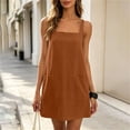 thumbnail image 6 of Kukoosong Women's Wide Strap Square Neck Tank Mini Dress, Solid Color Loose Sleeveless A-Line Dress with Pocket, Casual Short Summer Shift Sundress, 6 of 7