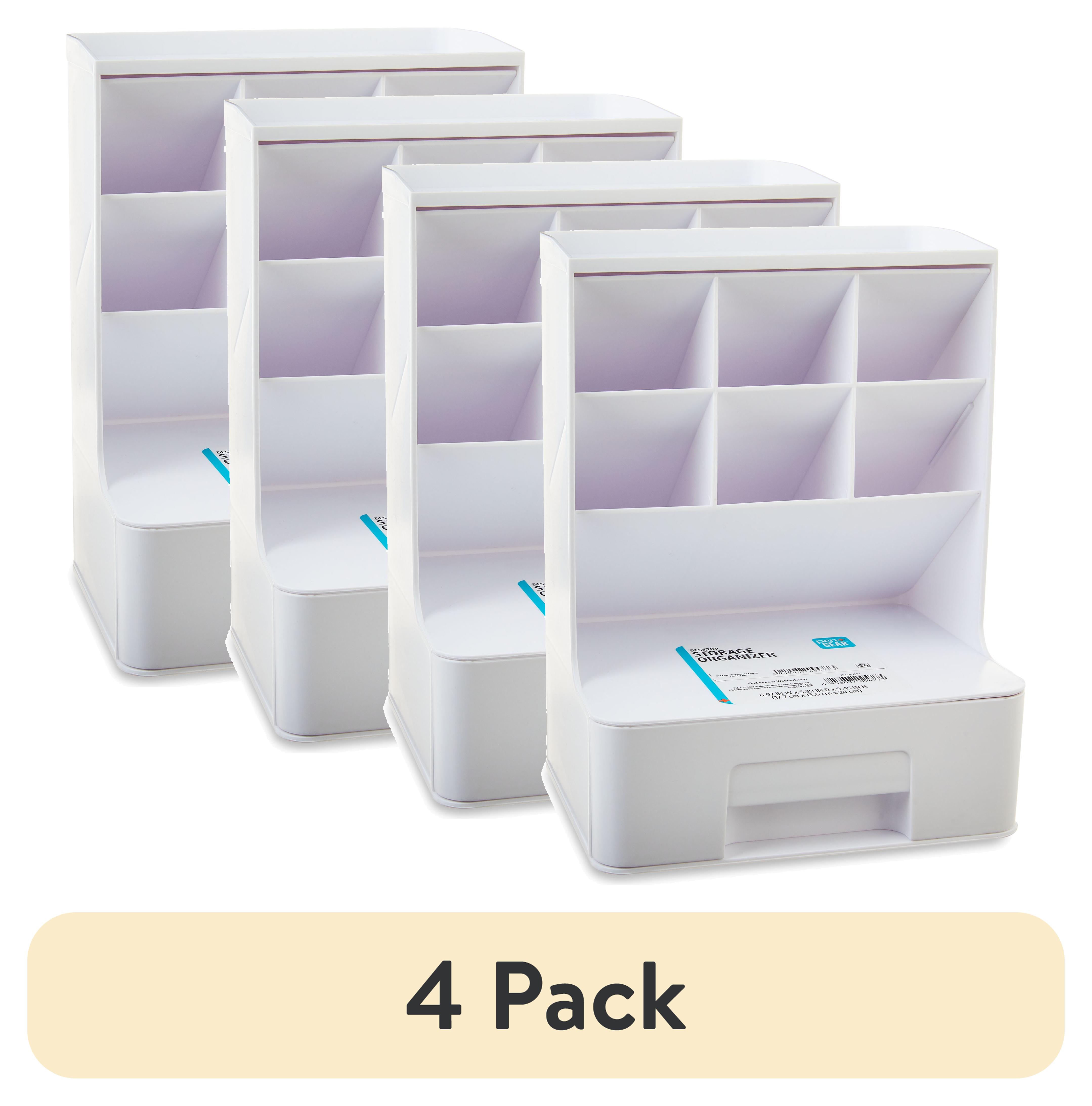 (4 pack) Pen Gear White Tall Organizer Plastic Desktop Organizer