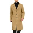 thumbnail image 5 of INSPIRE CHIC Men's Coats Single Breasted Lapel Collar Long Sleeve Back Slit Outerwear Coat XL Khaki, 5 of 7