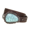 thumbnail image 1 of M+F Western Products Womens Girls MF Turquoise Stone Buckle Tooled  Belt 20 Leather, 1 of 2