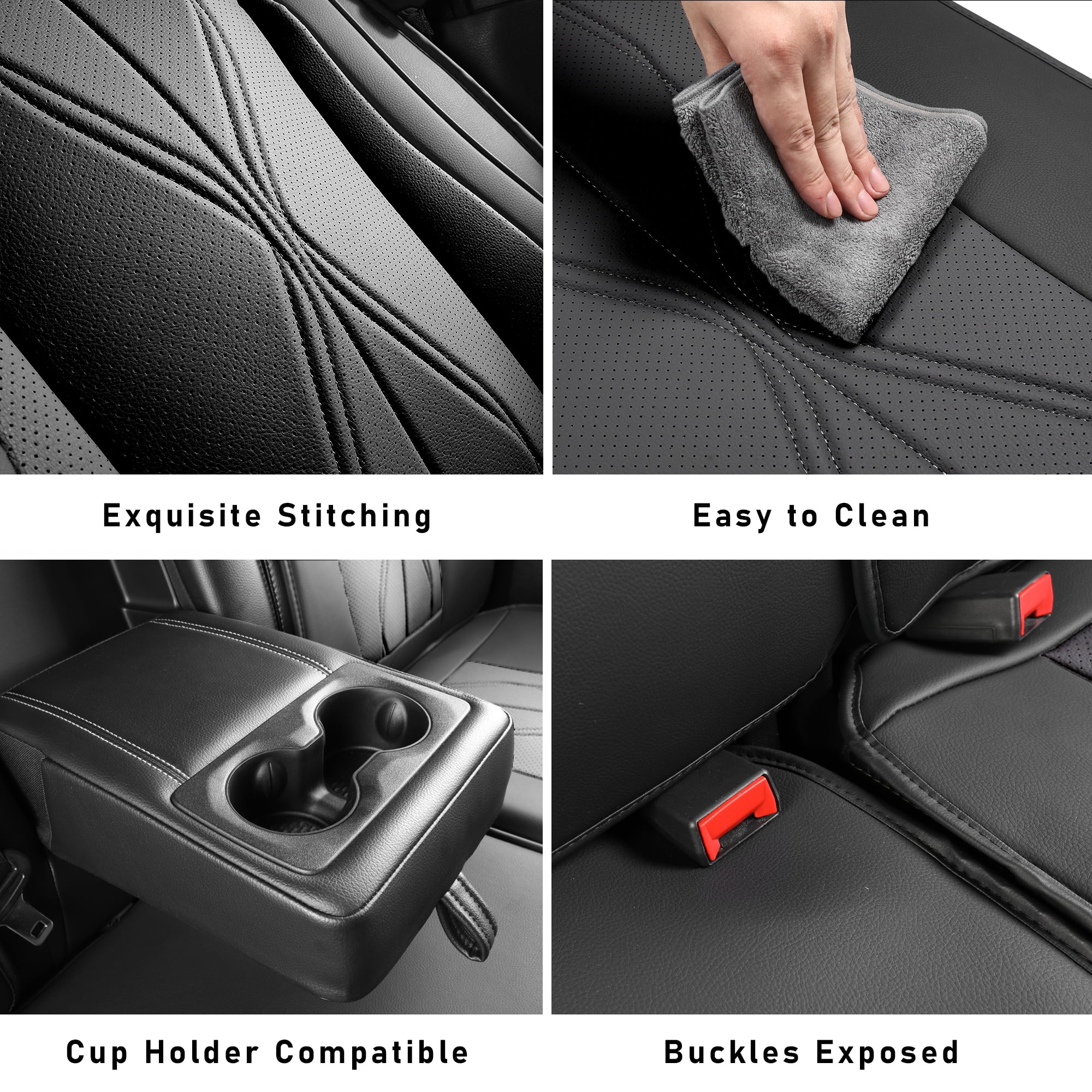 LINGVIDO F-150 Waterproof Faux Leather Automotive Seat Covers Fit for Ford 2009-2026 F150 F250 F350 F450 Super Duty Crew Cab XL XLT Lariat King Ranch Platinum