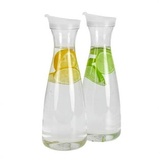 2PCS Glass Carafe with Lids Water Pitcher Carafe for Mimosa Bar, Brunch,  Cold Water, Beverage, Wine
