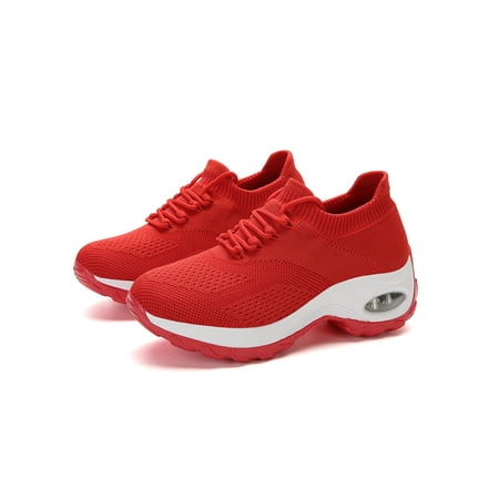 

Avamo Womens Sock Sneaker Air Cushion Casual Walking Shoes Non-Slip Sneakers Ladies Comfort Shoe Women Fashion Lace Up Trainers Red 7