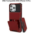 thumbnail image 5 of Wallet Case for iPhone 14 Pro Case with 4-Card Credit Card Holder Slot Shockproof Cover Hybrid Heavy Duty Protection Armor Phone Case Compatible with iPhone 14 Pro 5G 2022 -Red, 5 of 12