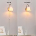 thumbnail image 3 of Novogratz x Globe 1-Light Matte Brass Hardwire or Plug-In Wall Sconce with White Textured Shade, 3 of 8