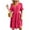 Rose Red, variant on Deago Women's Short Sleeve Swiss Dot Ruffle Pleated Dress Casual Summer V Neck Half Button Loose Midi Dresses (Rose Red, L)