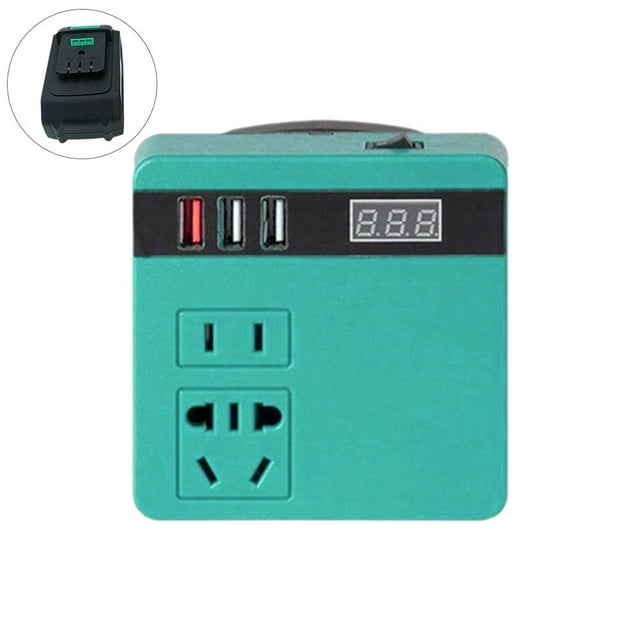 Portable 120W Power Inverter, Converts 18-21V DC to 220V AC for Outdoor Work, Camping & Home Appliances – Compact Design, Multi-Function Tool Battery Compatibility, Safe & Efficient