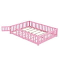 thumbnail image 6 of Miniyam Queen Size Toddler Floor Bed with with Safety Guardrails, Pink, 6 of 8