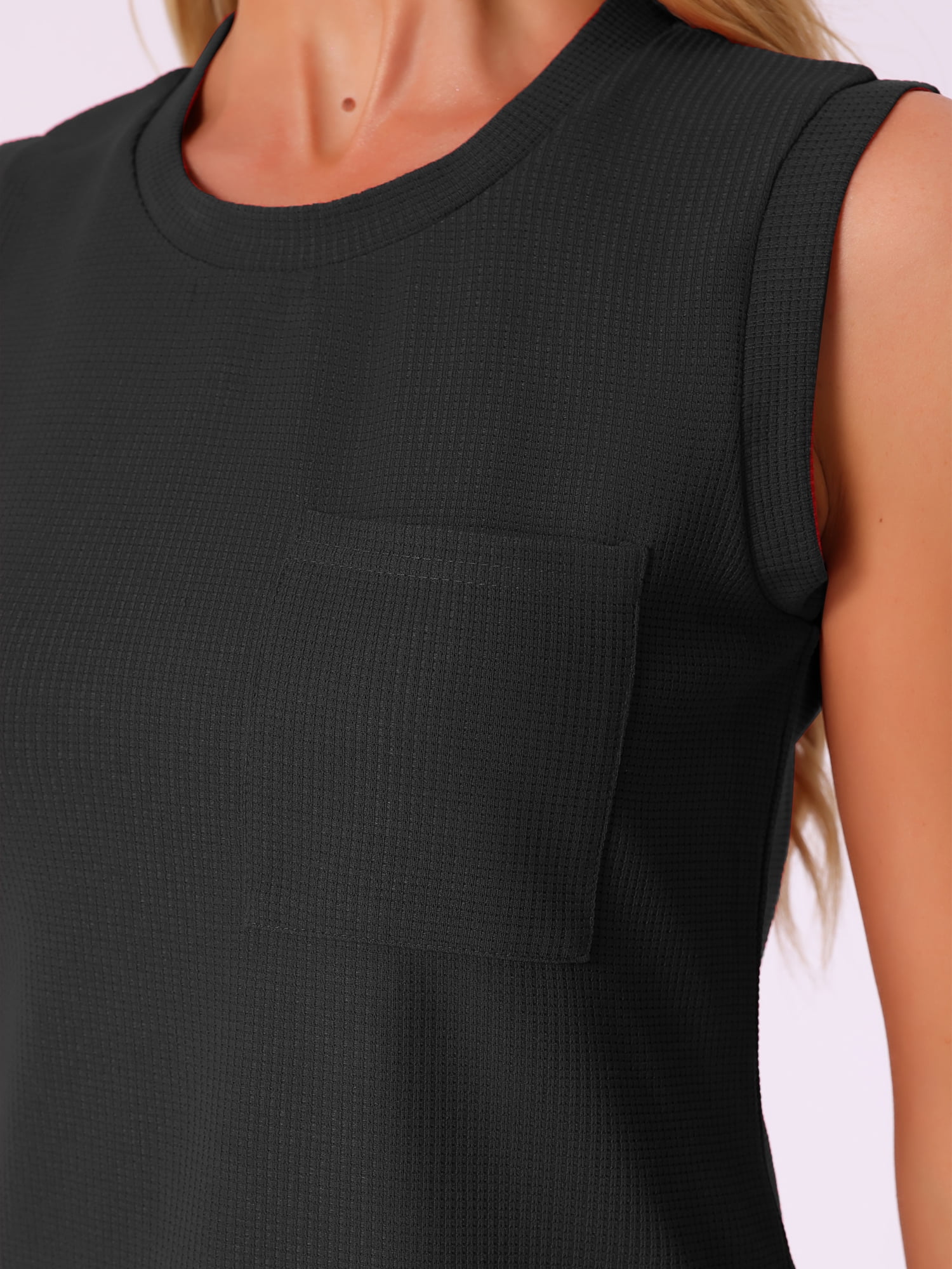 DARING DIVA Sleeveless Summer Waffle Knit Pajamas Tank Top XL Black