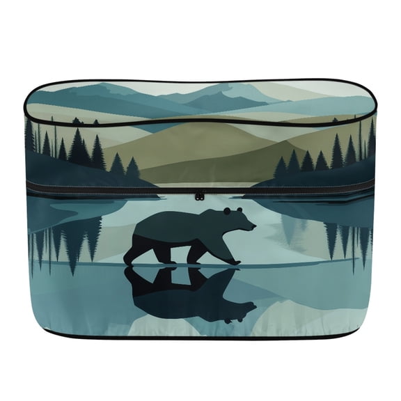 Psesaysky Rv Dual Propane Tank Cover with Bear Mountain Landscape, Polyester Canvas Windproof Protector for Trailer Camping Travel