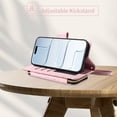 thumbnail image 3 of Asuwish Compatible with iPhone 17 Air 6.5 inch Wallet Phone Case Tempered Glass Screen Protector Bling Crossbody Lanyard Strap Flip Zipper Purse Card Holder Cover for i Phone17 i17 17Air Women Pink, 3 of 8