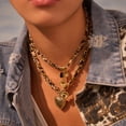 thumbnail image 7 of NICKSUN 18K Gold Plated Stainless Steel Leopard Fabric Woven Heart Pendant Necklace, Trendy Mixed Chain Retro Clavicle Jewelry for Women, 7 of 7