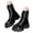 A Black, variant on Women S Comfortable And Convenient Lace Up Leather Boots With Thick Soles