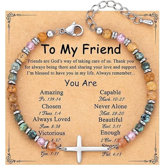 Christian Cross Bracelet for Women, Valentine's Day Gifts for Her, Confirmation Baptism Easter Gifts, Unique Gift for Friends Daughter Mom Sister in Christ Birthday Christmas
