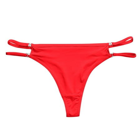 

NECHOLOGY Women Double Thin Strap Panties Ice Silk Sports Fitness Low Waist Panties Eatable Panties Underpants Red Small