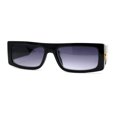 thumbnail image 1 of Square Flat Top Narrow Rectangular Plastic 90s Sunglasses Black Smoke, 1 of 4