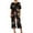Black, variant on Patlollav Womens Print Short Sleeve Sleepshirt And Pants Sets Loungewear Pajamas With Pockets