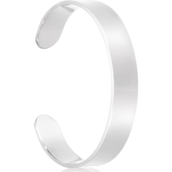 Zephyriana Stainless Steel Cuff Bracelet, Flat Thin Adjustable Open Cuff Bangle Engravable Bracelet Chain with Bag for Mens Womens Christmas Anniversary Jewelry Gift