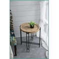thumbnail image 4 of Modern Round Wood Top Coffee Table with Black Metal Legs, Compact & Stylish for Living Room, 4 of 17
