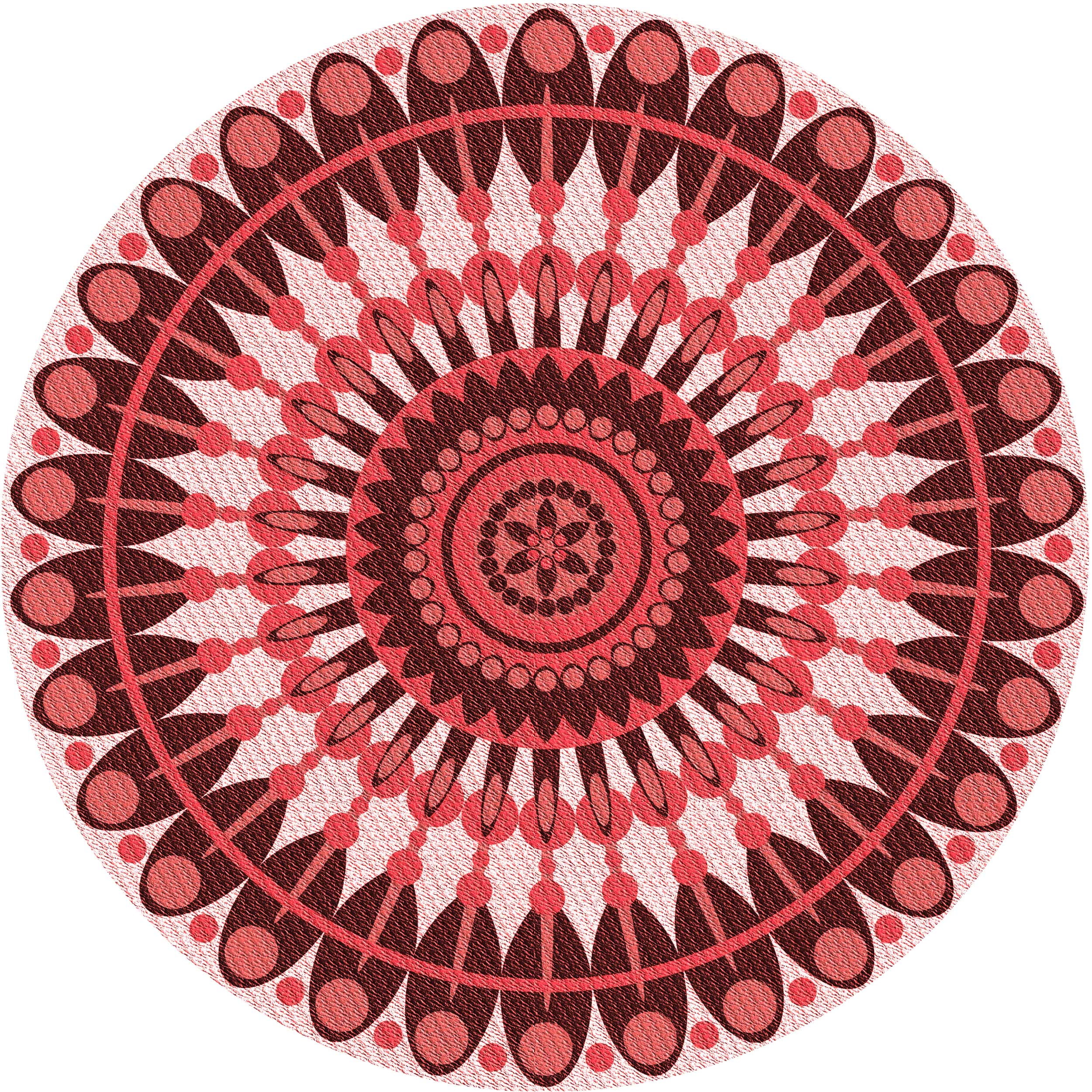 Ahgly Company Indoor Round Patterned Pastel Pink Area Rugs, 8' Round ...