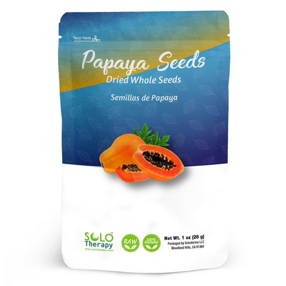 Solo Therapy Dried Papaya Seeds – Raw Whole Natural Seeds, 1 oz (28g) Resealable Pouch, No Preservatives