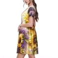 thumbnail image 2 of Disketp Daisy Sunflower Lazy Cat para Vestido de Manga Corta para Mujeres, Vestidos de Verano para Mujeres, Casual y Holgado para la Playa, 2 of 6