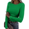 thumbnail image 1 of SURJDE Womens Long Sleeve Stretch Crewneck Ribbed T-Shirt Fitted Casual Basic Tops, 1 of 7